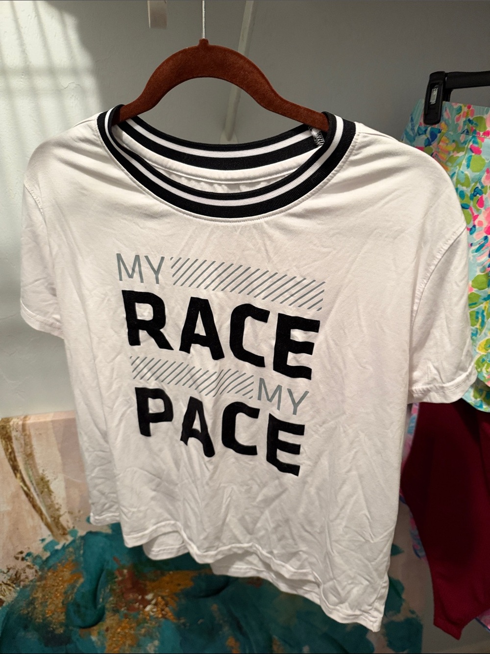 Orangetheory White 'My Race My Pace' Graphic Tee with Black Trim